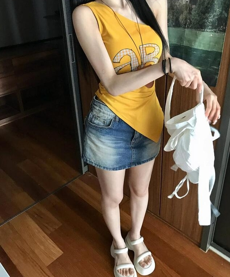 カクテルデニムミニスカート MID DENIM