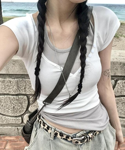 半袖Tシャツ ボタンクロップ半袖Tシャツ(6color) WHITE