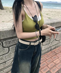 ノースリーブ 【カップ付き】バックレスキャップキャミソール OLIVE