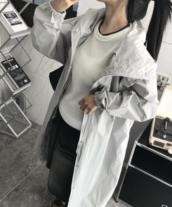 コート フードロングレインコート GREY