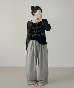 長袖Tシャツ ルーズフィット長袖Tシャツ BLACK