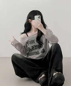 長袖Tシャツ ルーズフィット長袖Tシャツ BEIGE