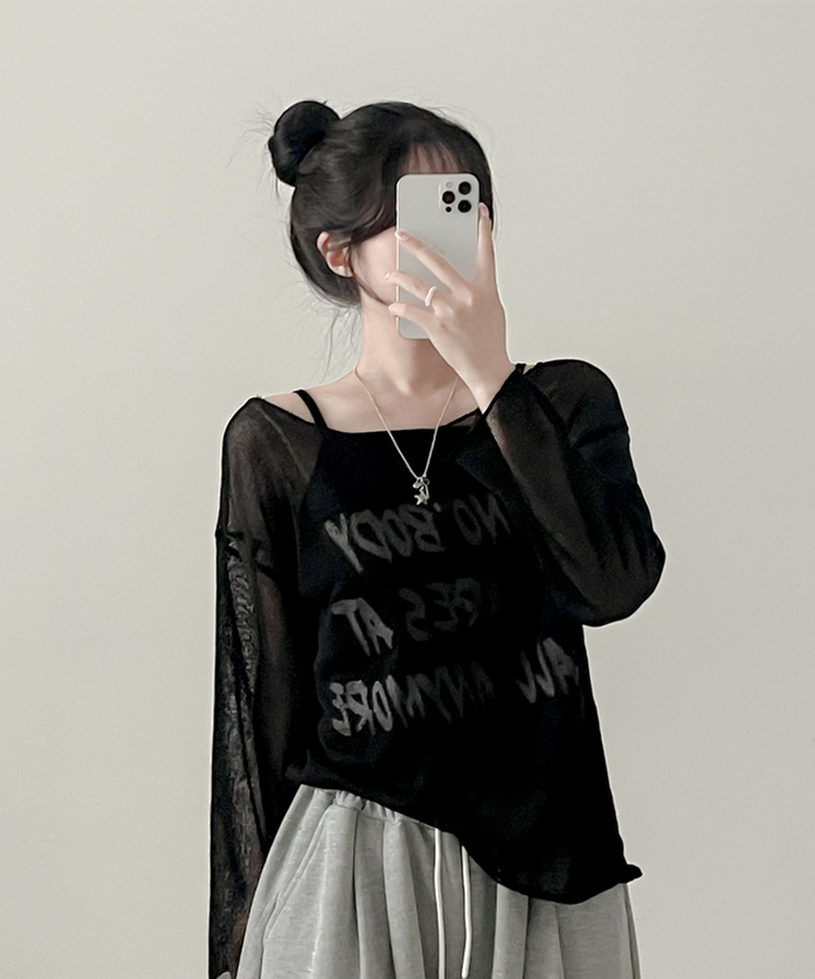ルーズフィット長袖Tシャツ BLACK