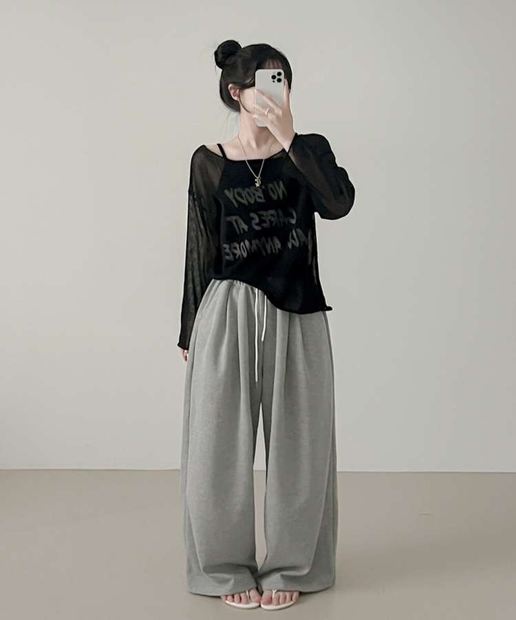 ルーズフィット長袖Tシャツ BLACK