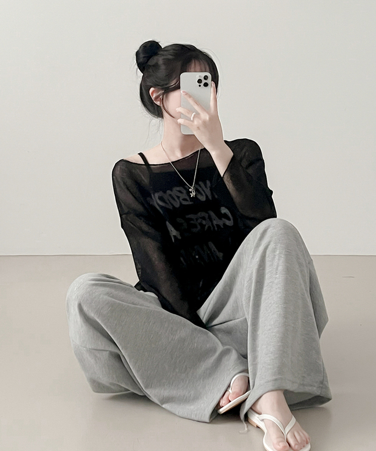 ルーズフィット長袖Tシャツ BLACK