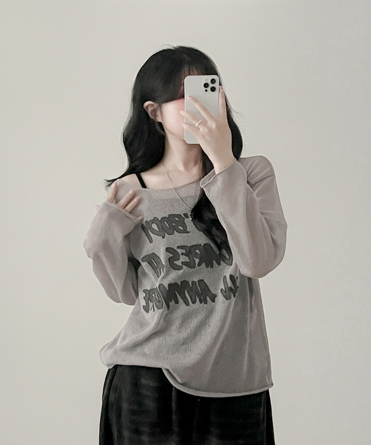 ルーズフィット長袖Tシャツ BEIGE