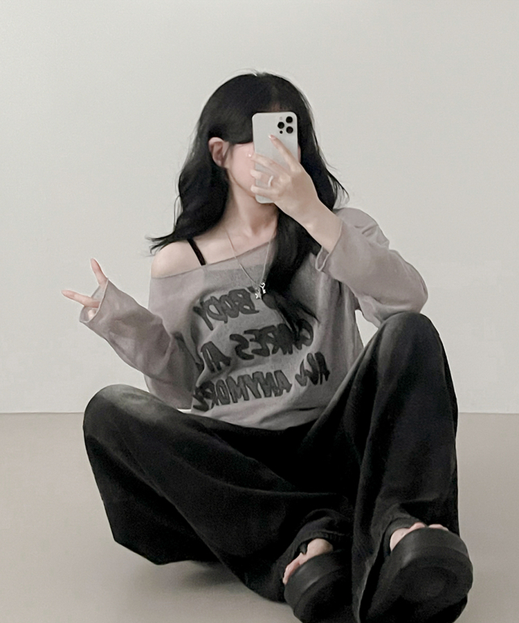 ルーズフィット長袖Tシャツ BEIGE