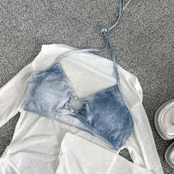 ビキニ 【SET】シースルーカバー長袖Tシャツ シャーリングビキニ