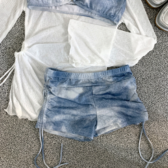 ビキニ 【SET】シースルーカバー長袖Tシャツ シャーリングビキニ