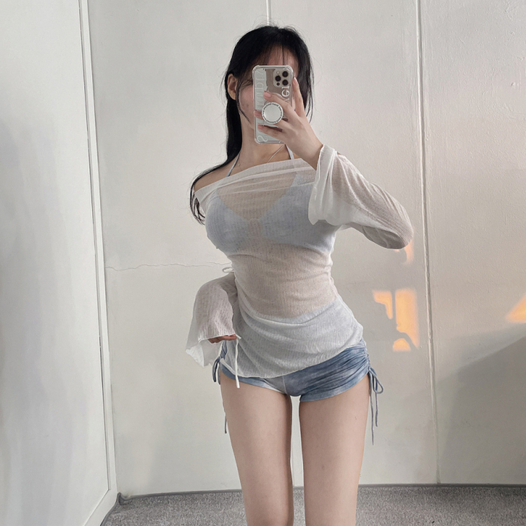 【SET】シースルーカバー長袖Tシャツ シャーリングビキニ ONE COLOR