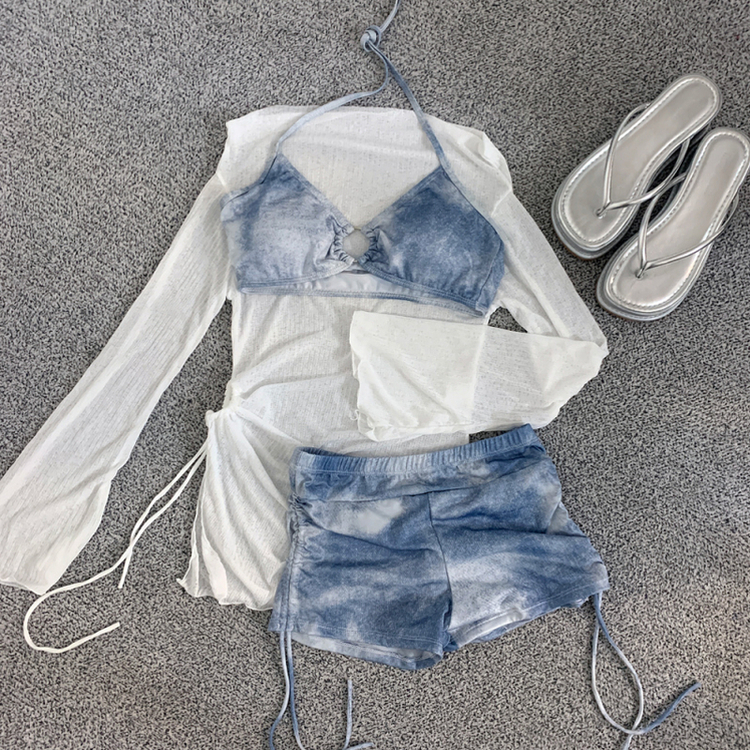 【SET】シースルーカバー長袖Tシャツ シャーリングビキニ