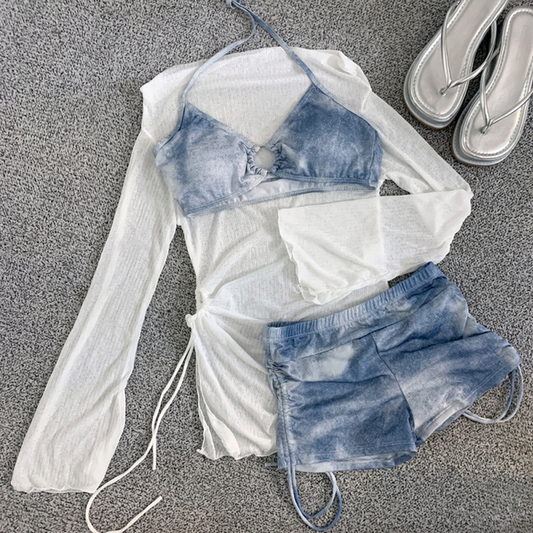 【SET】シースルーカバー長袖Tシャツ シャーリングビキニ