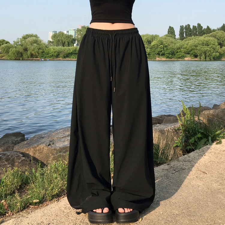 【丈別】クーリングストリングワイドトレーニングパンツ BLACK