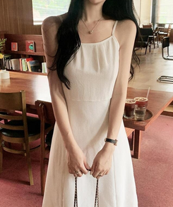 ロングワンピース リンクルキャミソールロングワンピース IVORY