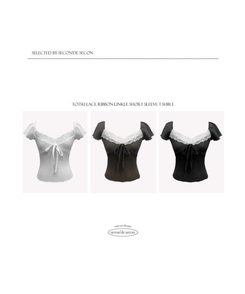 半袖Tシャツ レースリボンリンクル半袖Tシャツ