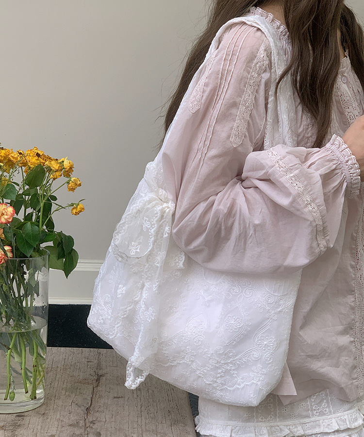 レースポイントビーチショルダーバッグ IVORY