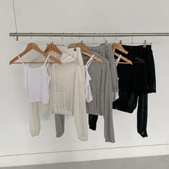 ツーピース 【3pcSET】クールシースルーフードジップアップ キャミソール パンツ