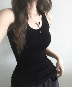 ホルターネックロングキャミソール BLACK