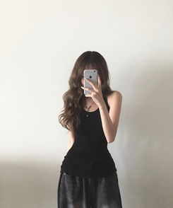 ホルターネックロングキャミソール BLACK