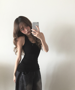 ホルターネックロングキャミソール BLACK