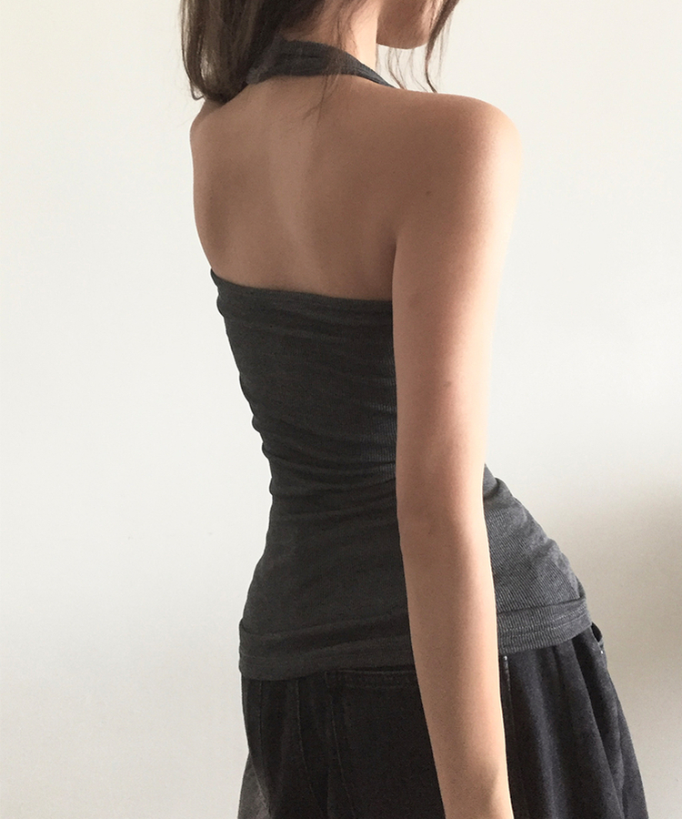 ホルターネックロングキャミソール CHARCOAL