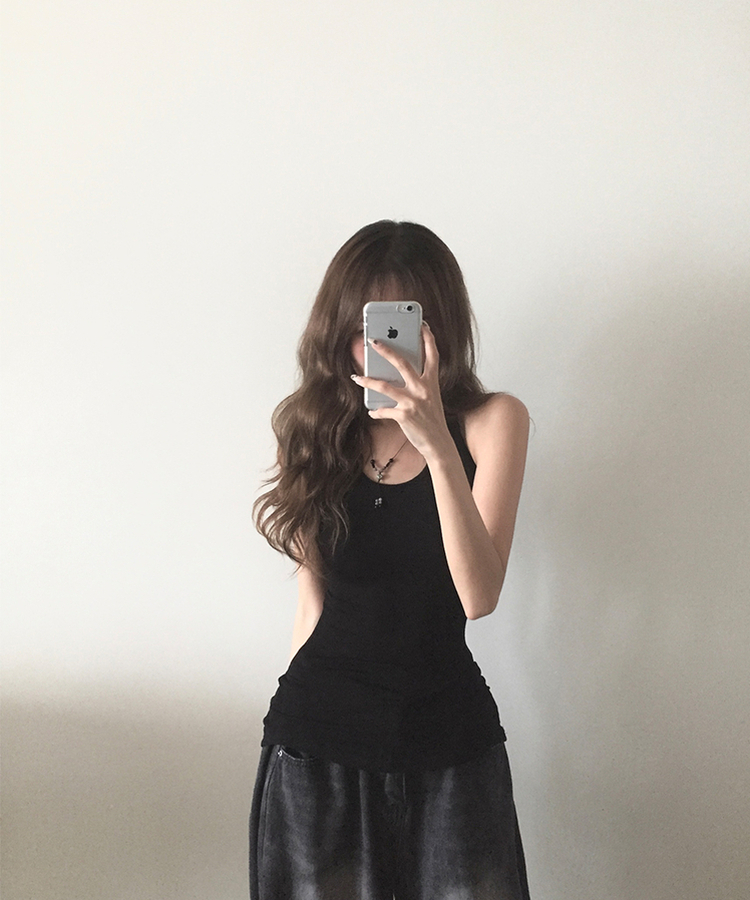 ホルターネックロングキャミソール BLACK