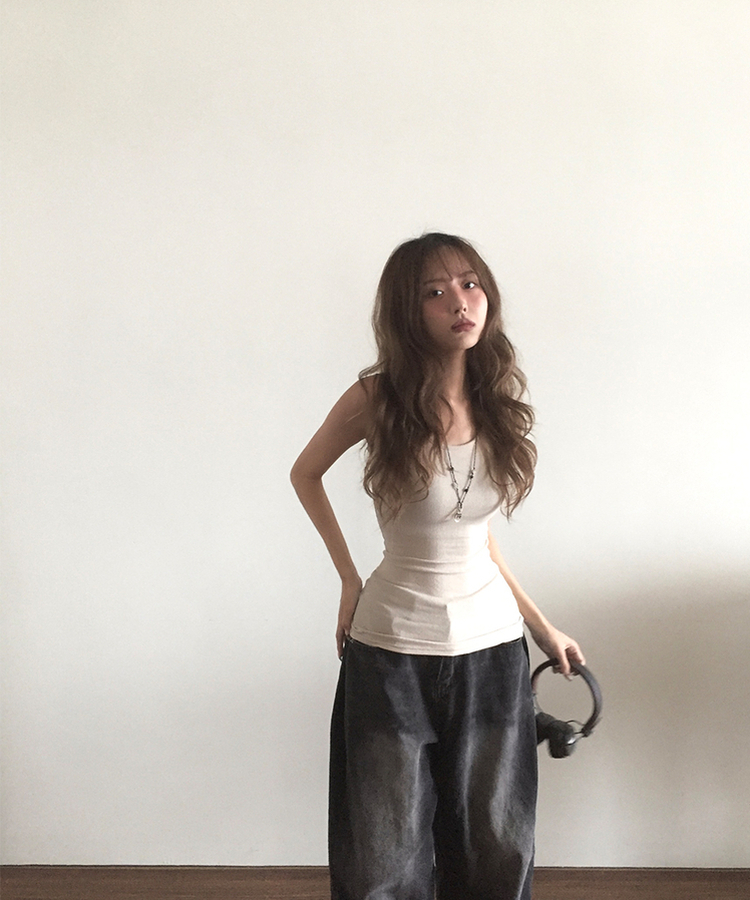 ホルターネックロングキャミソール BEIGE