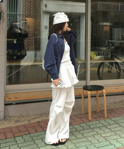ワイド パラシュートナイロンワイドスカートパンツ IVORY