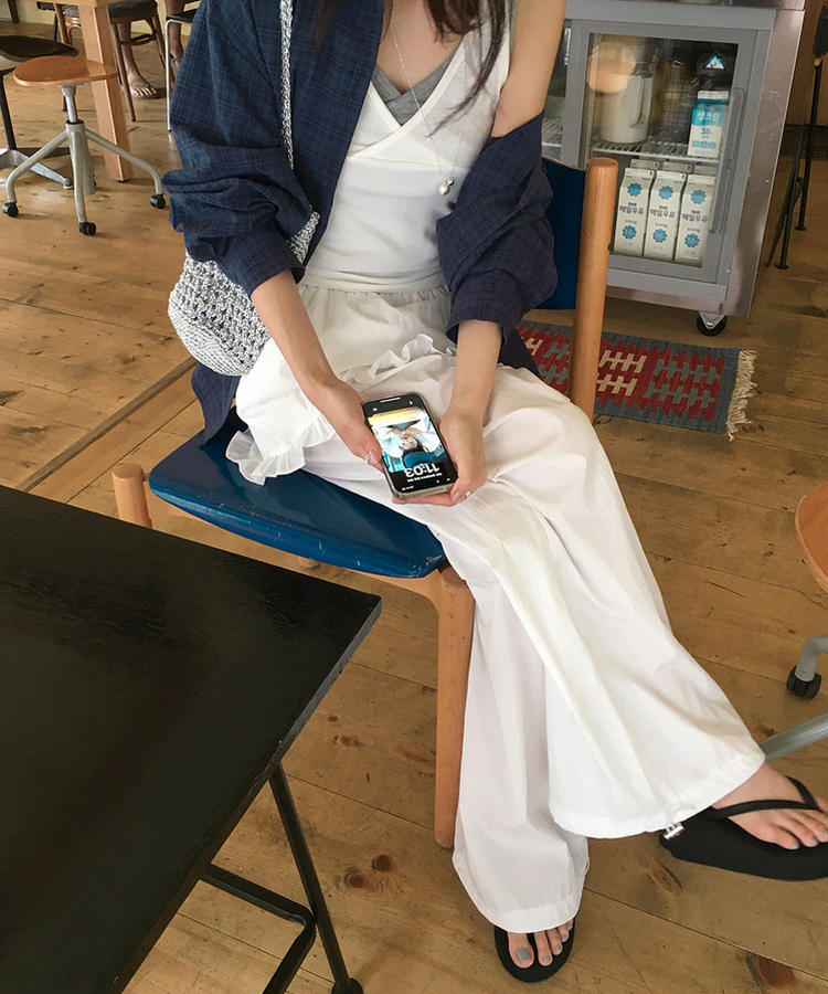 パラシュートナイロンワイドスカートパンツ IVORY