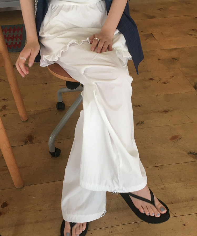パラシュートナイロンワイドスカートパンツ IVORY