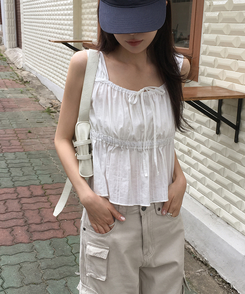 ブラウス シャーリングレースキャミソール IVORY