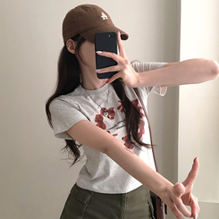 半袖Tシャツ ハートベアクロップ半袖Tシャツ OATMEAL