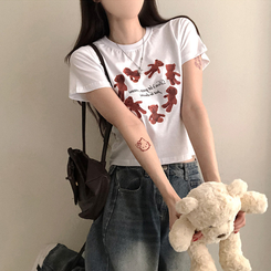半袖Tシャツ ハートベアクロップ半袖Tシャツ WHITE