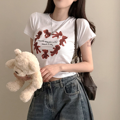 半袖Tシャツ ハートベアクロップ半袖Tシャツ WHITE
