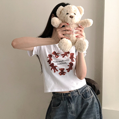 半袖Tシャツ ハートベアクロップ半袖Tシャツ WHITE