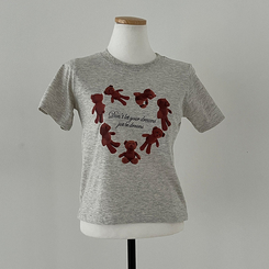 半袖Tシャツ ハートベアクロップ半袖Tシャツ