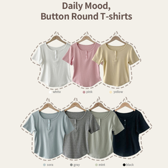 半袖Tシャツ ボタンスリム半袖Tシャツ(7color)