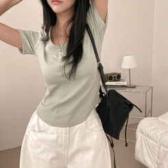 半袖Tシャツ ボタンスリム半袖Tシャツ(7color) MINT
