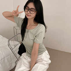 半袖Tシャツ ボタンスリム半袖Tシャツ(7color) MINT