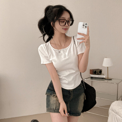 半袖Tシャツ ボタンスリム半袖Tシャツ(7color) WHITE
