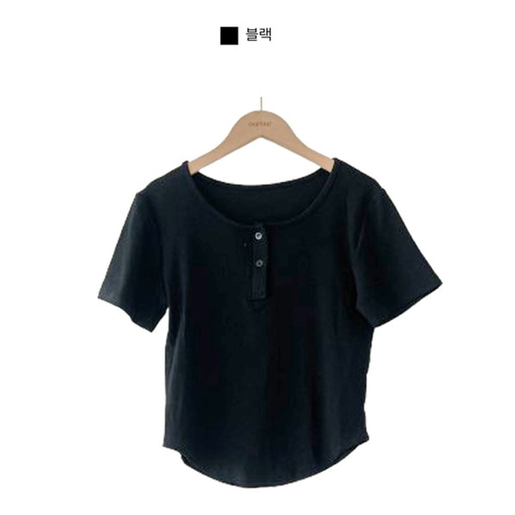 ボタンスリム半袖Tシャツ(7color)
