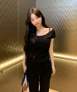 半袖Tシャツ オフレースTシャツ BLACK