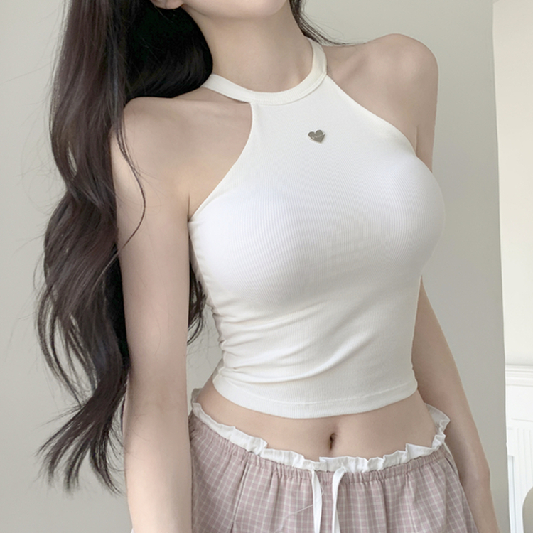 【カップ付き】ホルターハートペンダントキャミソール IVORY