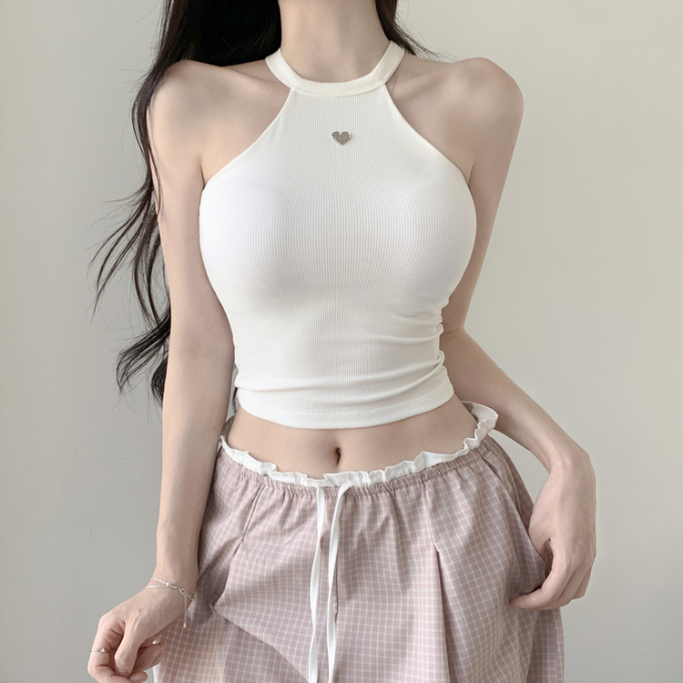 【カップ付き】ホルターハートペンダントキャミソール IVORY