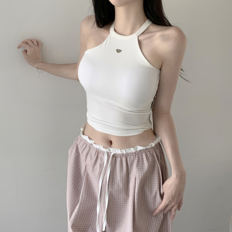 【カップ付き】ホルターハートペンダントキャミソール IVORY