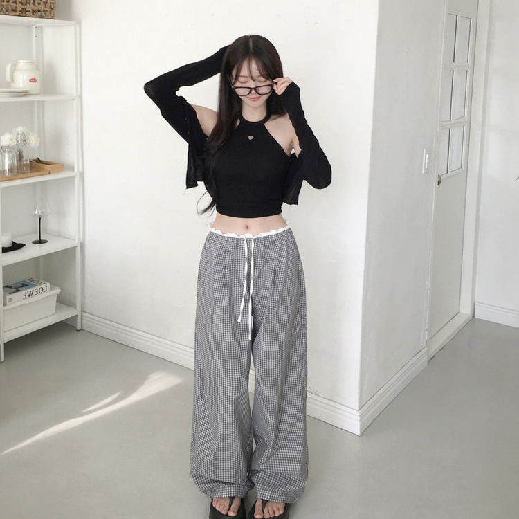 【カップ付き】ホルターハートペンダントキャミソール BLACK