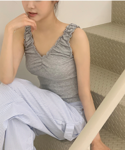 ノースリーブ フリルスリーブレス GRAY