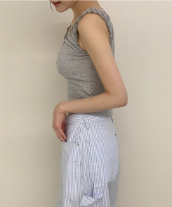 ノースリーブ フリルスリーブレス GRAY
