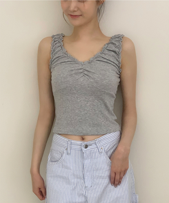 ノースリーブ フリルスリーブレス GRAY