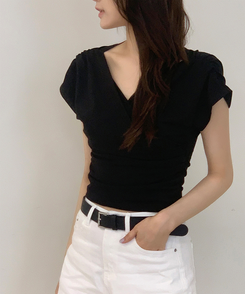 半袖Tシャツ シャーリング半袖Tシャツ BLACK